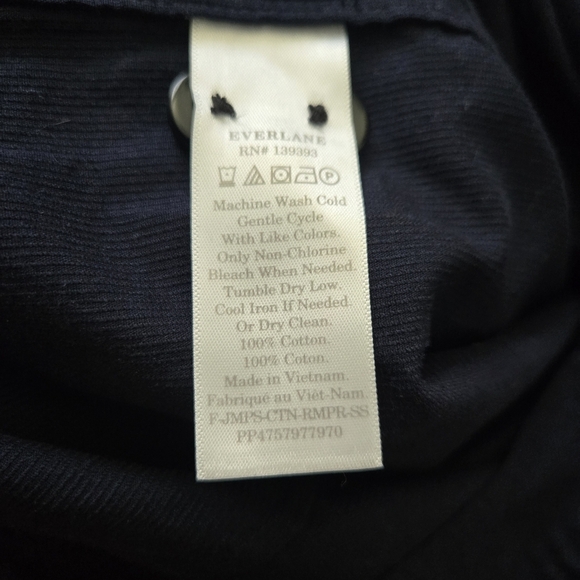 Everlane The Cotton Weave Romper Short Sleeve Pockets Navy Blue Size 4 - Picture 11 of 11